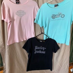 Harley-Davidson Pink and Blue Short Sleeve Tees